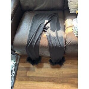 Sleeper Long Black Pants With Fuzzy Ankles Small Size